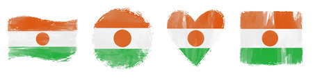 Niger Flag Set Brush Stroke Shapes on Whiteの写真素材