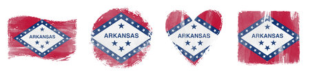 Arkansas Flag Set Brush Stroke Shapes on Whiteの写真素材
