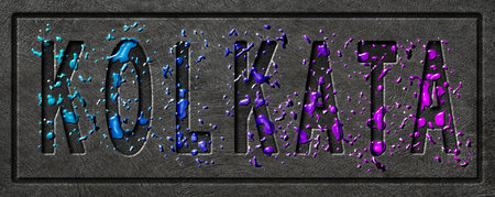 Neon Kolkata Glow, Color Splash Cityの写真素材