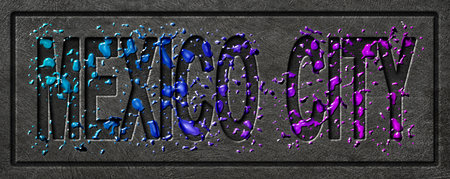 Neon Mexico City Glow, Color Splash Cityの写真素材