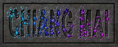 Neon Chiang Mai Glow, Color Splash Cityの写真素材