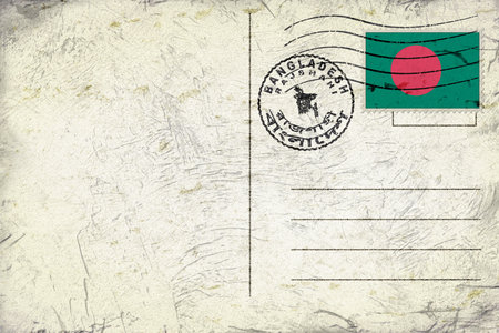 Bangladesh Rajshahi Old Style Mail Envelope with Flag and Postmarkの写真素材