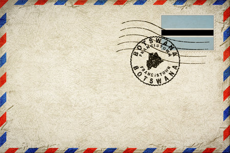Botswana Francistown Vintage Air Mail Envelope with Flag and Postmarkの写真素材
