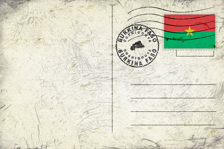Burkina Faso Ouahigouya Old Style Mail Envelope with Flag and Postmarkの写真素材