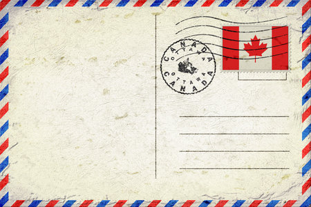 Canada Ottawa Vintage Air Mail Envelope with Flag and Postmarkの写真素材