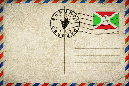 Burundi Ngozi Vintage Air Mail Envelope with Flag and Postmarkの写真素材