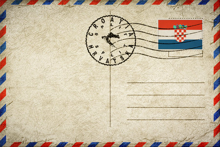 Croatia Split Vintage Air Mail Envelope with Flag and Postmarkの写真素材