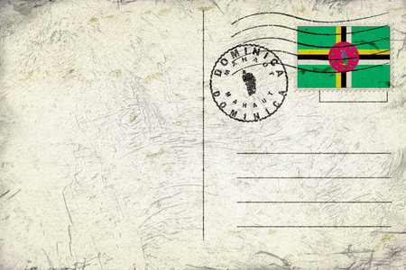 Dominica Mahaut Old Style Mail Envelope with Flag and Postmarkの写真素材