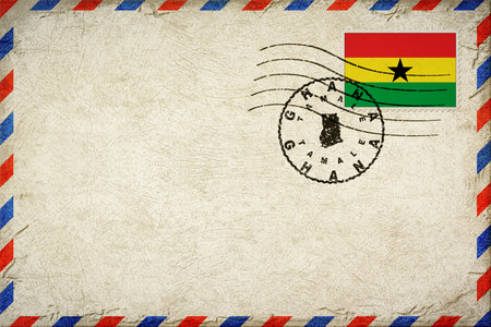 Ghana Tamale Vintage Air Mail Envelope with Flag and Postmarkの写真素材