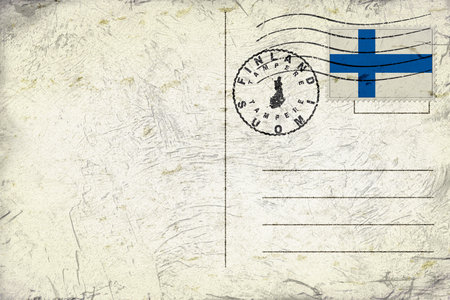 Finland Tampere Old Style Mail Envelope with Flag and Postmarkの写真素材