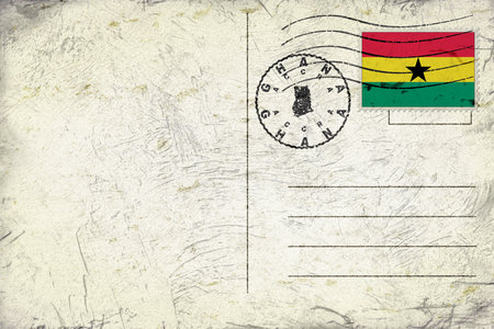 Ghana Accra Old Style Mail Envelope with Flag and Postmarkの写真素材
