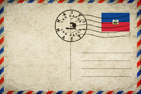 Haiti Les Cayes Vintage Air Mail Envelope with Flag and Postmarkの写真素材