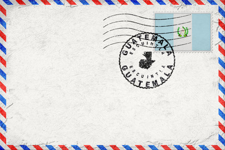 Guatemala Escuintla Vintage Air Mail Envelope with Flag and Postmarkの写真素材