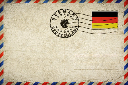 Germany Hamburg Vintage Air Mail Envelope with Flag and Postmarkの写真素材