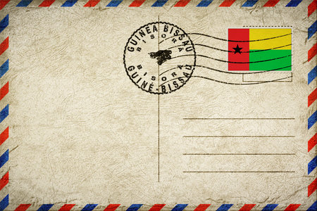 Guinea Bissau Bisora Vintage Air Mail Envelope with Flag and Postmarkの写真素材