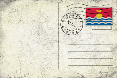 Kiribati Tarawa Old Style Mail Envelope with Flag and Postmarkの写真素材