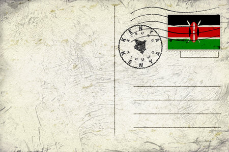 Kenya Kisumu Old Style Mail Envelope with Flag and Postmarkの写真素材