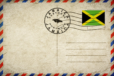 Jamaica Portmore Vintage Air Mail Envelope with Flag and Postmark