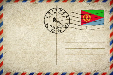 Eritrea Asmara Vintage Air Mail Envelope with Flag and Postmarkの写真素材