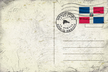 Dominican Republic La Romana Old Style Mail Envelope with Flag and Postmarkの写真素材