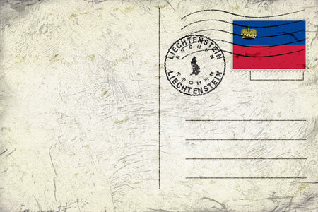 Liechtenstein Eschen Old Style Mail Envelope with Flag and Postmarkの写真素材