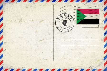Sudan Port Sudan Vintage Air Mail Envelope with Flag and Postmarkの写真素材