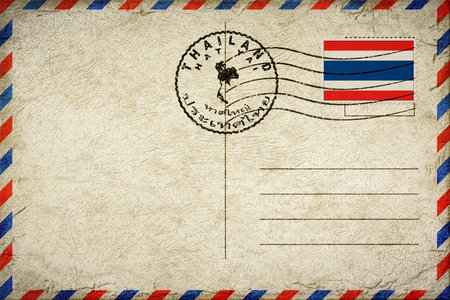 Thailand Hat Yai Vintage Air Mail Envelope with Flag and Postmarkの写真素材