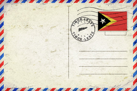 East Timor Dili Vintage Air Mail Envelope with Flag and Postmarkの写真素材