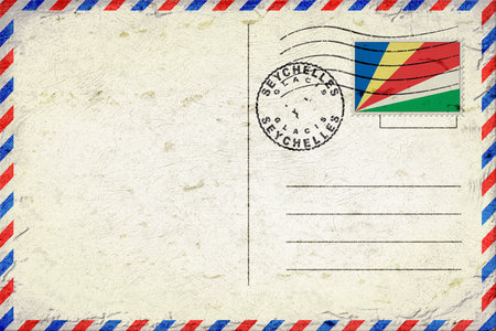 Seychelles Glacis Vintage Air Mail Envelope with Flag and Postmarkの写真素材
