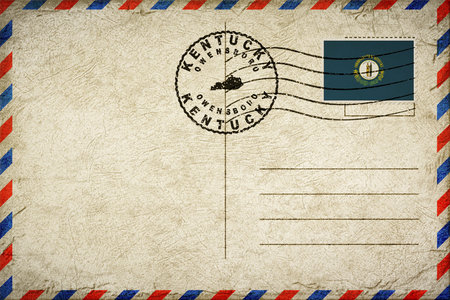 Kentucky Owensboro Vintage Air Mail Envelope with Flag and Postmarkの写真素材