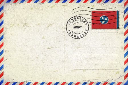 Tennessee Memphis Vintage Air Mail Envelope with Flag and Postmarkの写真素材