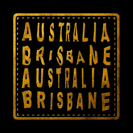 Australia Brisbane Gold Typography Stamp Designの写真素材