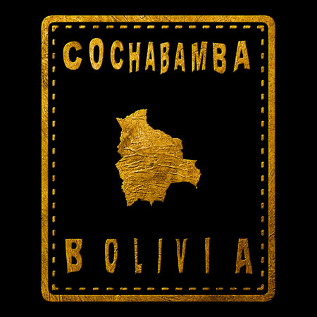 Bolivia Cochabamba Gold Typography Stamp Designの写真素材