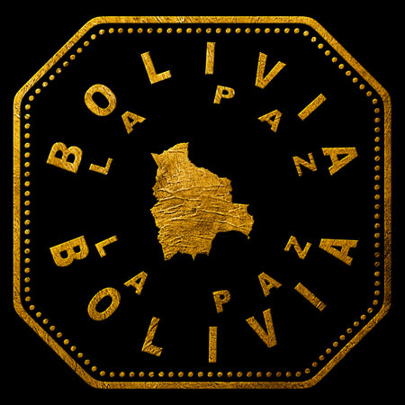 Bolivia La Paz Gold Typography Stamp Designの写真素材