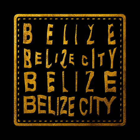 Belize Belize City Gold Typography Stamp Designの写真素材