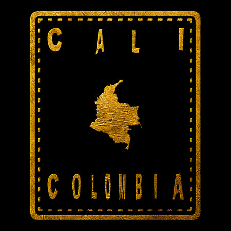 Colombia Cali Gold Typography Stamp Designの写真素材