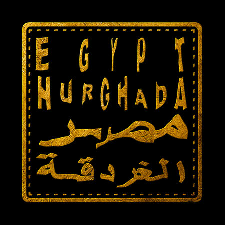 Egypt Hurghada Gold Typography Stamp Design