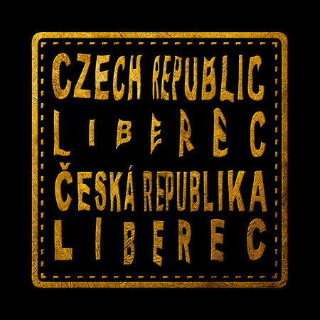 Czech Republic Liberec Gold Typography Stamp Design
