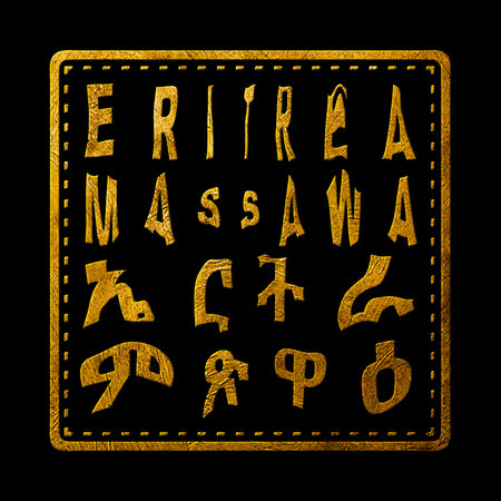 Eritrea Massawa Gold Typography Stamp Designの写真素材
