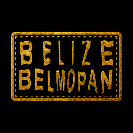 Belize Belmopan Gold Typography Stamp Designの写真素材