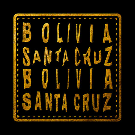 Bolivia Santa Cruz Gold Typography Stamp Designの写真素材