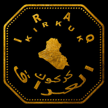 Iraq Kirkuk Gold Typography Stamp Design