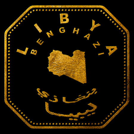 Libya Benghazi Gold Typography Stamp Designの写真素材