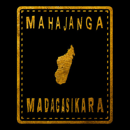 Madagascar Mahajanga Gold Typography Stamp Designの写真素材