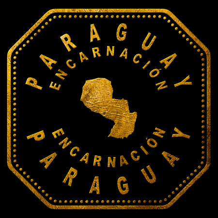 Paraguay Encarnacion Gold Typography Stamp Design
