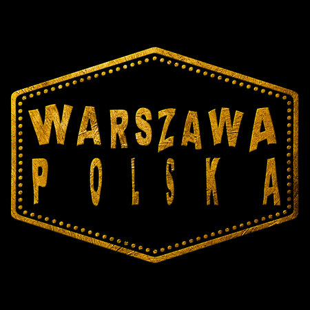 Poland Warsaw Gold Typography Stamp Designの写真素材