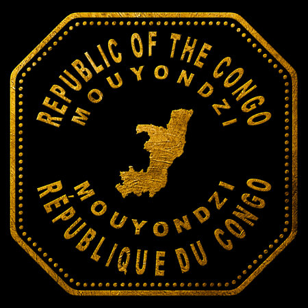 Republic of the Congo Mouyondzi Gold Typography Stamp Designの写真素材