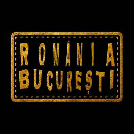 Romania Bucharest Gold Typography Stamp Designの写真素材