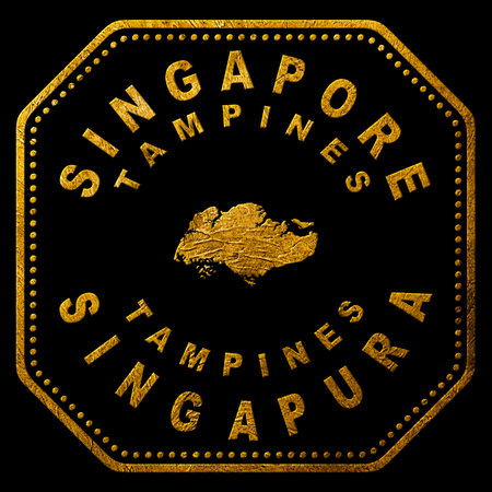 Singapore Tampines Gold Typography Stamp Designの写真素材