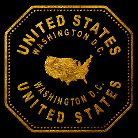 United States Washington DC Gold Typography Stamp Design